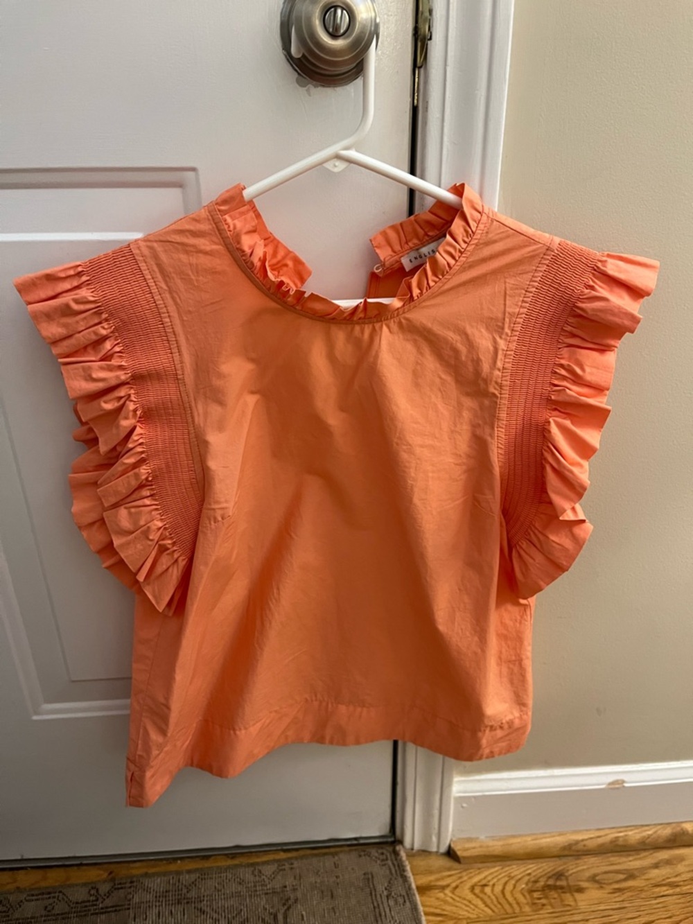 English Factory Coral Ruffle Sleeve Top